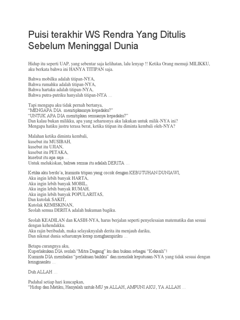 Puisi Terakhir Ws Rendra Pdf