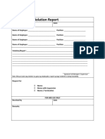 Incident and Violation Report: Signature of Manager / Supervisor