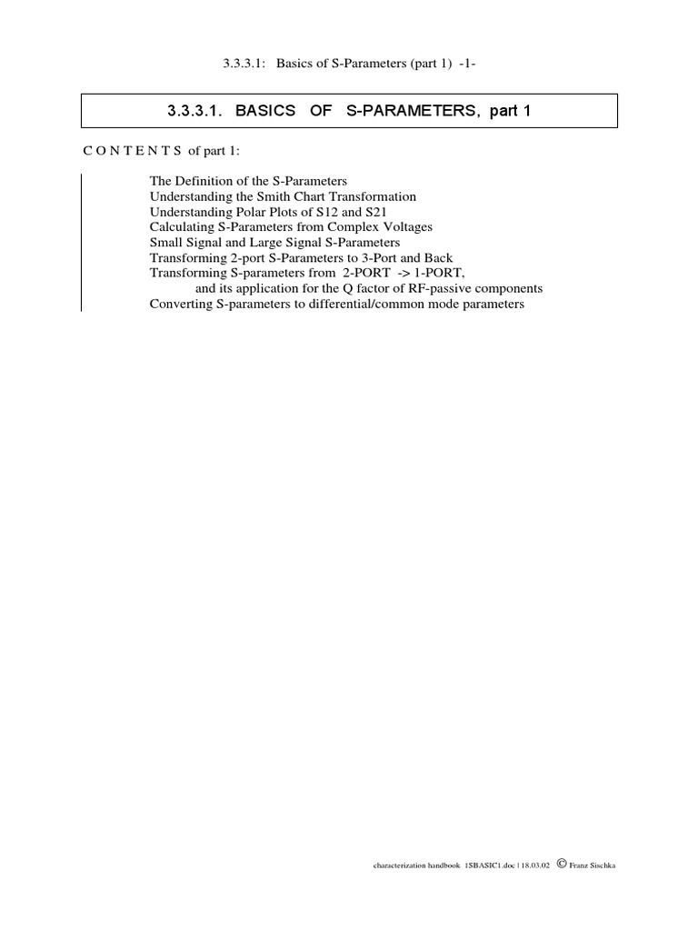 Basics of S-Parameters PDF | PDF | Transmission Line | Amplifier
