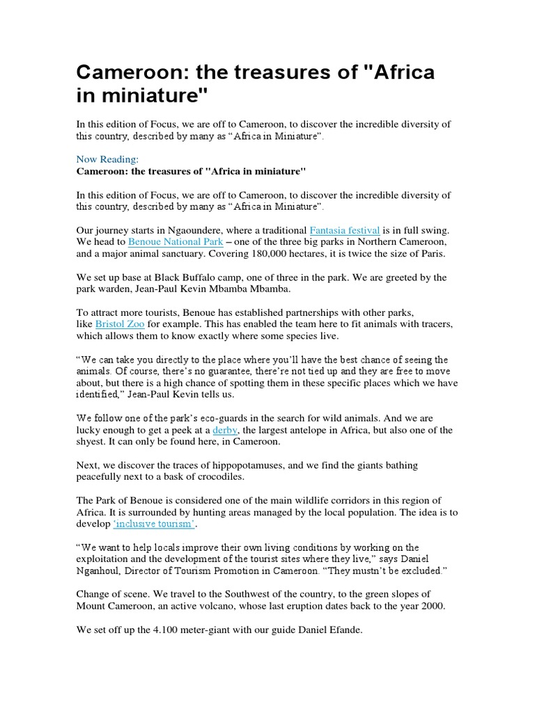 Cameroon The Treasures Of Africa In Miniature Now Reading Pdf