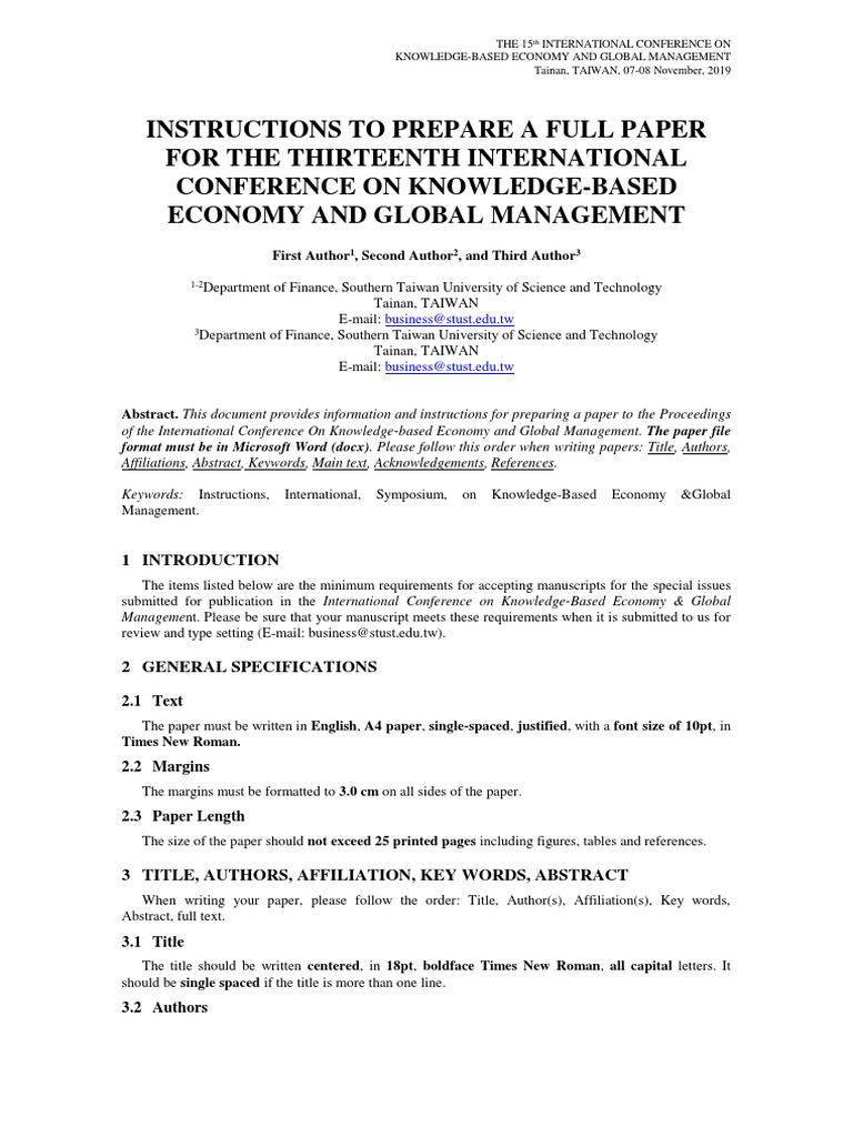 2019full Paper Instructions | PDF | Written Communication