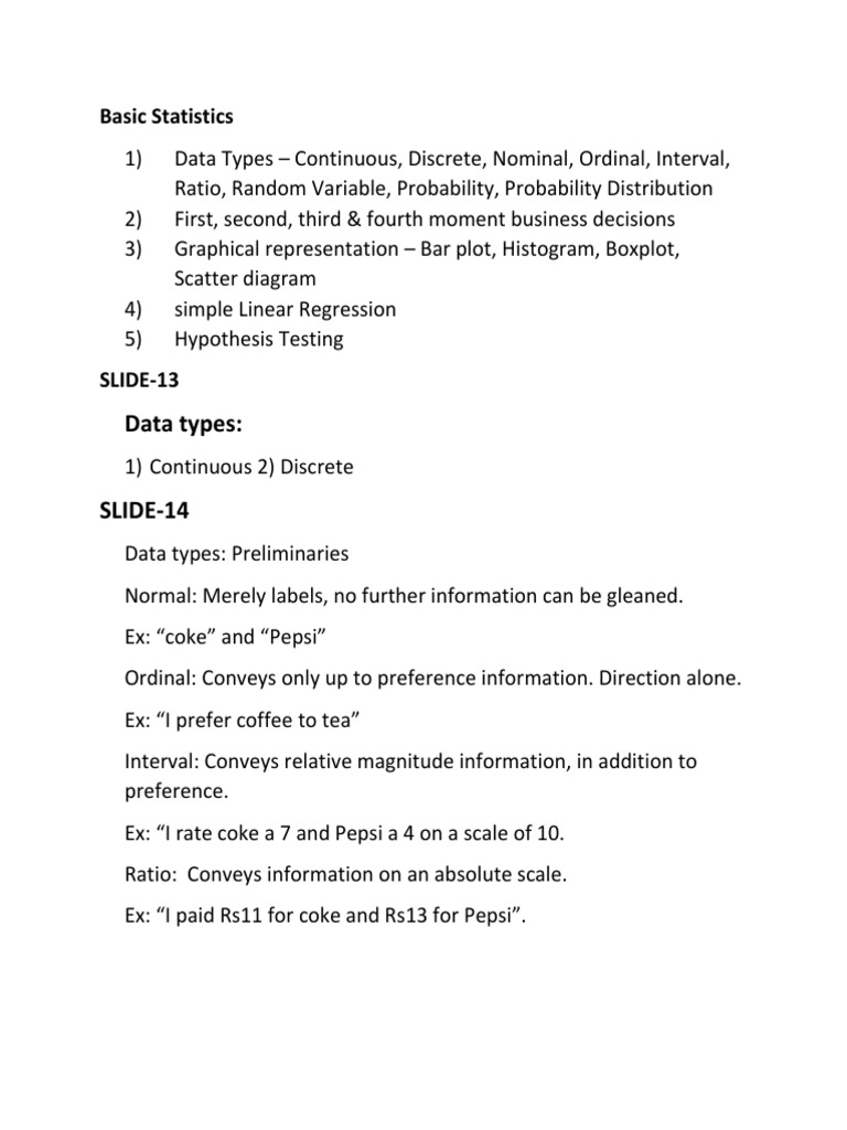 Data Types:: Basic Statistics | PDF | Standard Deviation | Expected Value