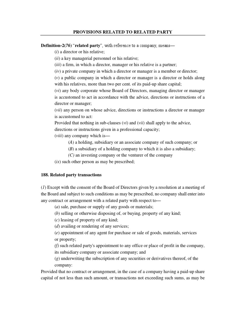 Related Party Transactions Guide | PDF | Subsidiary | Board Of Directors