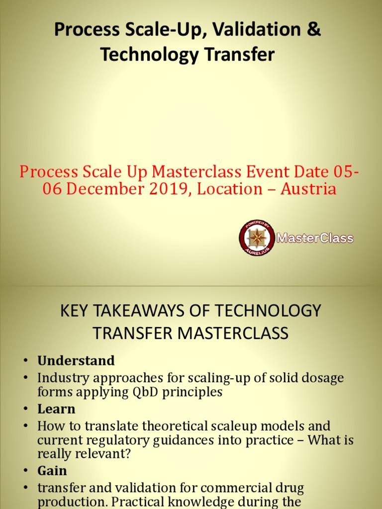 Process Scale-Up & Tech Transfer Masterclass | PDF | Engineering ...