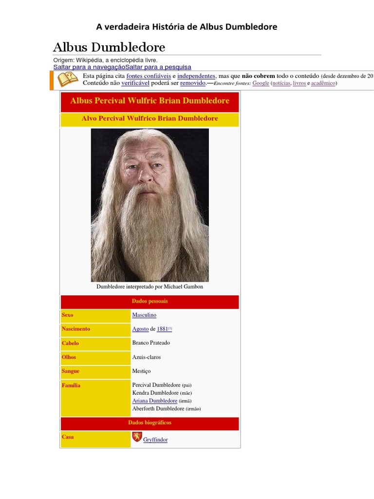 A Vida de Albus Dumbledore | PDF | Harry Potter | Mundos de fantasia, image size:768x1024