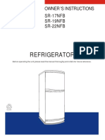 Refrigerator: Owner S Instructions SR-17NFB SR-19NFB SR-22NFB