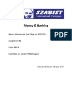 Money & Banking: Name: Muhammad Yasir (Reg. No 1711130)