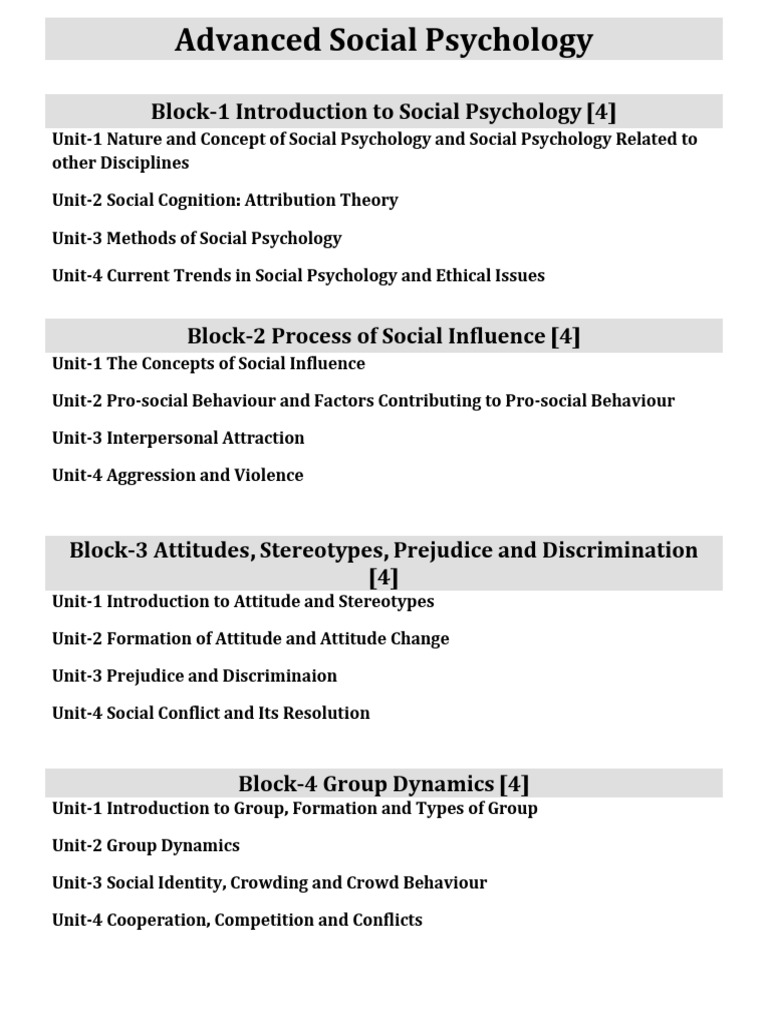 Advanced Concepts in Social Psychology | PDF | Social Psychology | Social Science