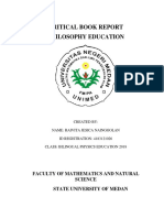 Critical Book Report Philosophy Education: Faculty of Mathematics and Natural Science State University of Medan