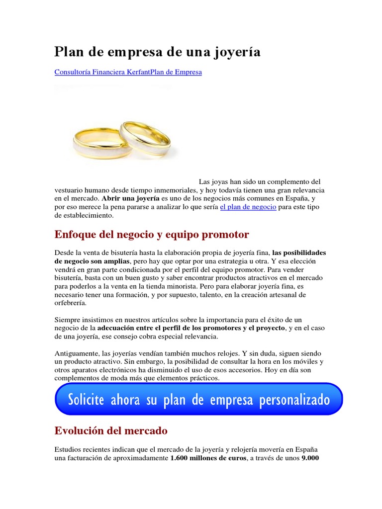 Plan Empresa Una Joyería | PDF