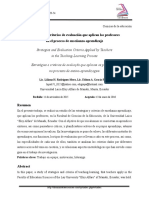 Estrategias y Criterios de Evaluación Que Aplican Los Profesores en El Proceso de Enseñanza-Aprendizaje