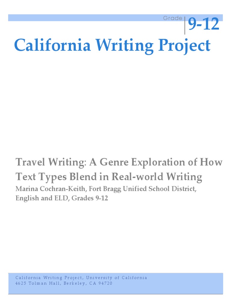 Exploring The Blending Of Text Types In The Genre Of Travel Writing