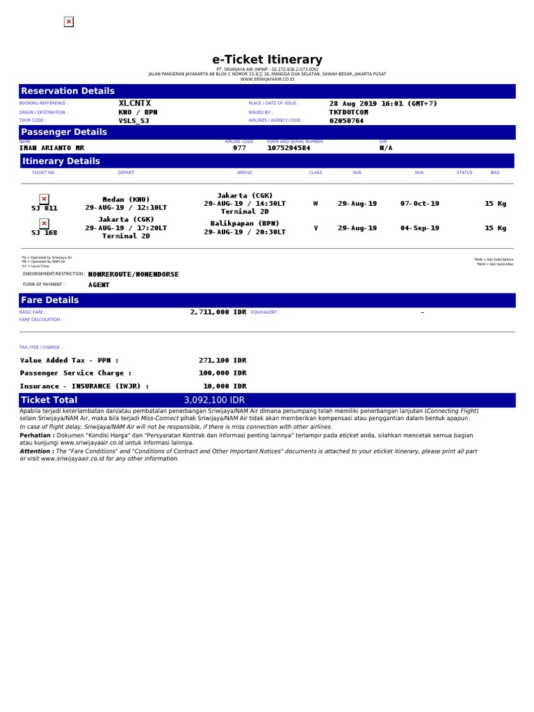 Itinerary And E-Ticket – Was Ist Ein E Ticket – PDZP