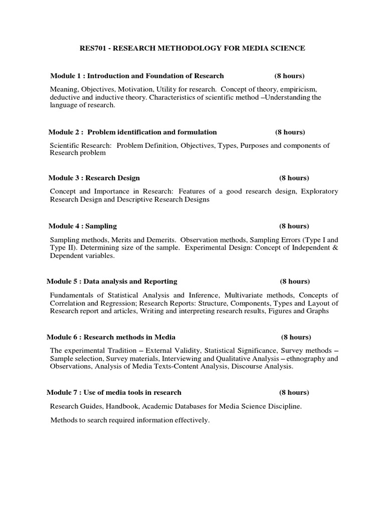 Media Research Methodology Overview | PDF | Research Design | Data Analysis