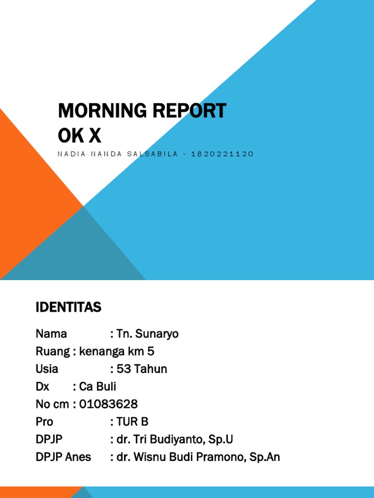 Morning Report: Patient Sunaryo | PDF