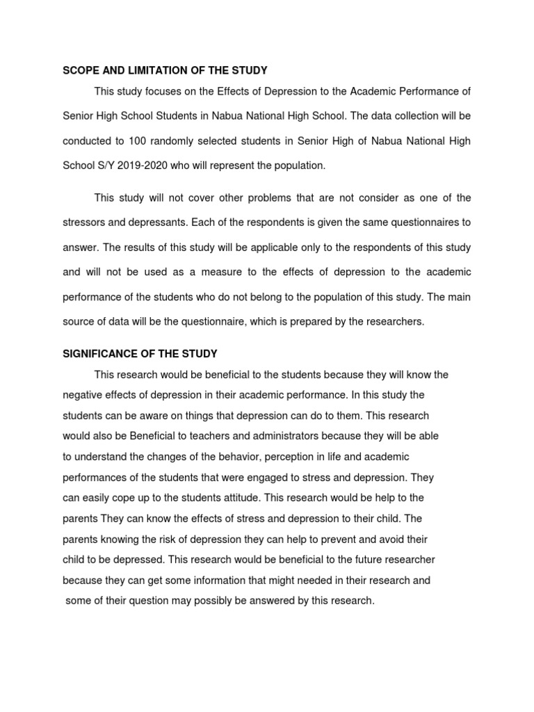 Scope And Limitation Of The Study Pdf