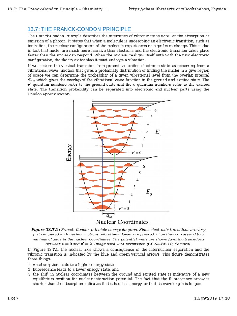 Understanding the Franck-Condon Principle | PDF | Modern Physics ...