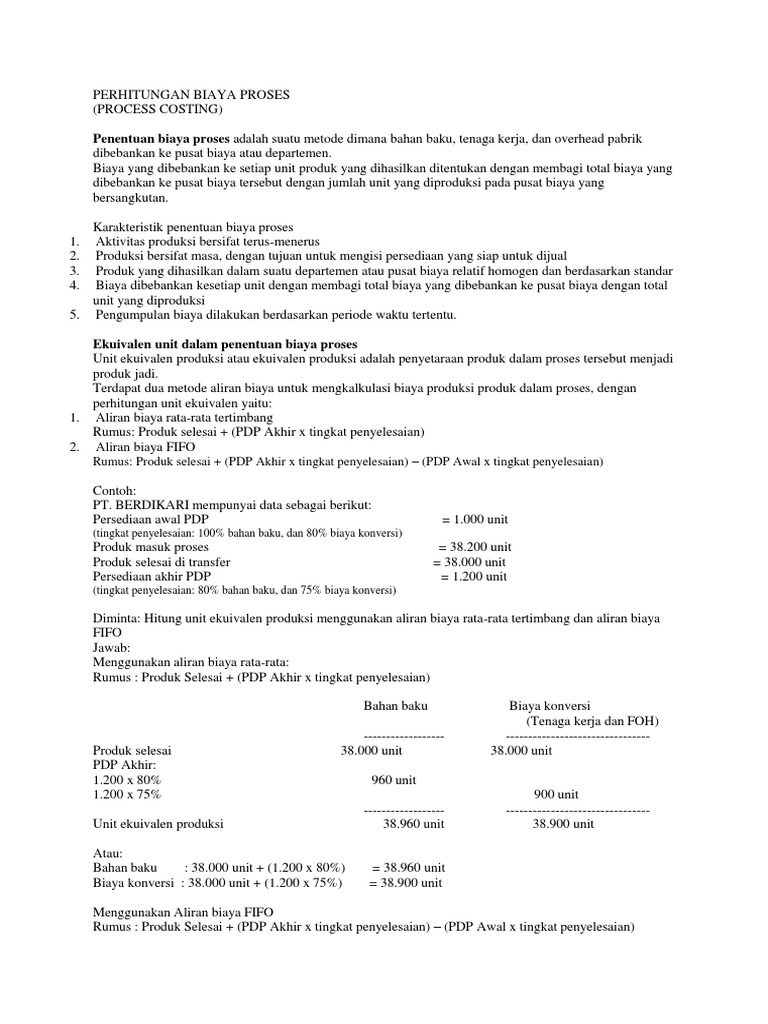 Perhitungan Biaya Proses Process Costing