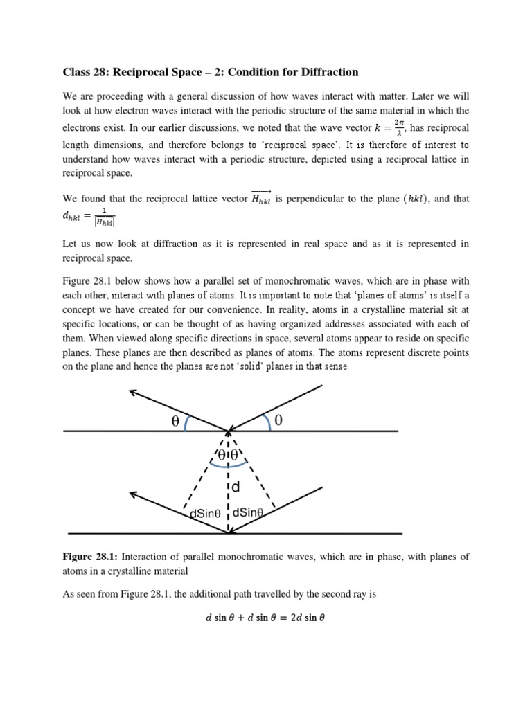 Conditions for Diffraction Explained | PDF | Diffraction | Lattice (Group)