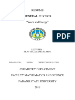 Resume General Physics ": Work and Energy"