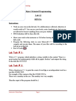 Object Oriented Programming Lab 12 SEF15A: Instructions