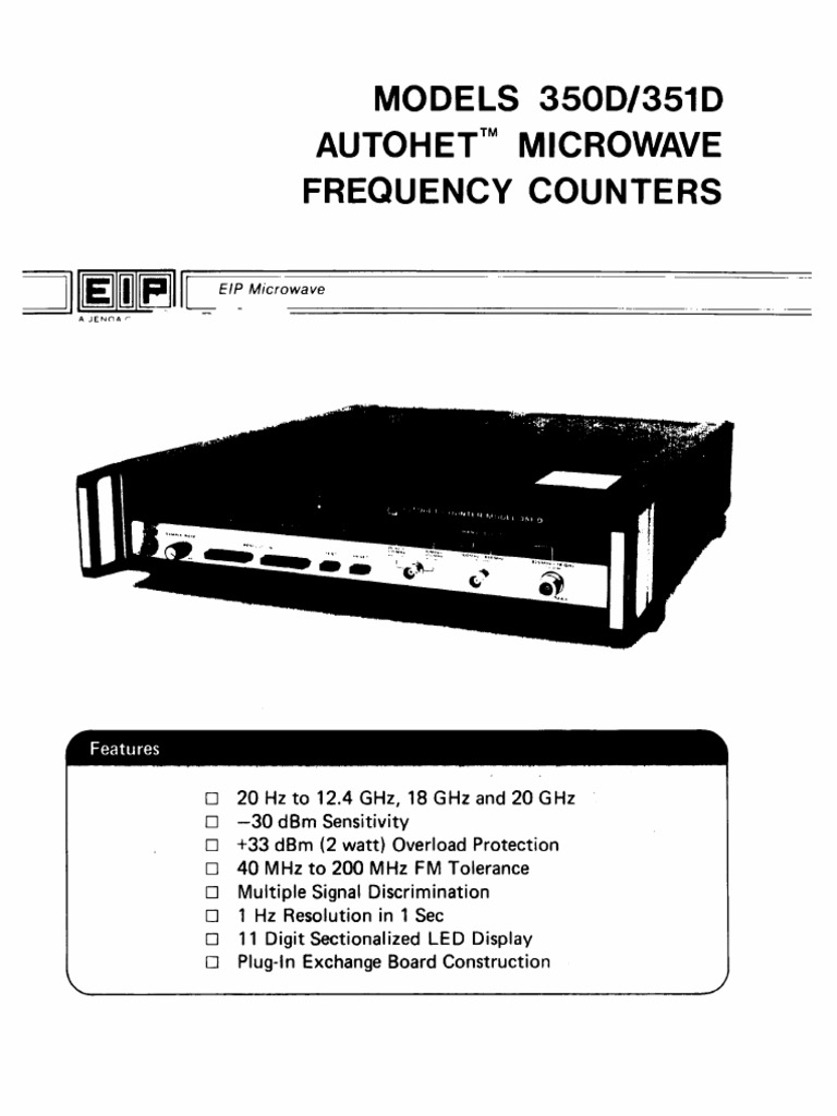EIP 350D 351D AUTOHET Counter Operator & Service Manual 