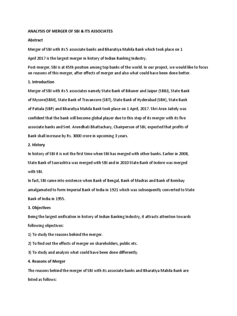SBI Merger Analysis and Impact | PDF | Banks | Service Industries