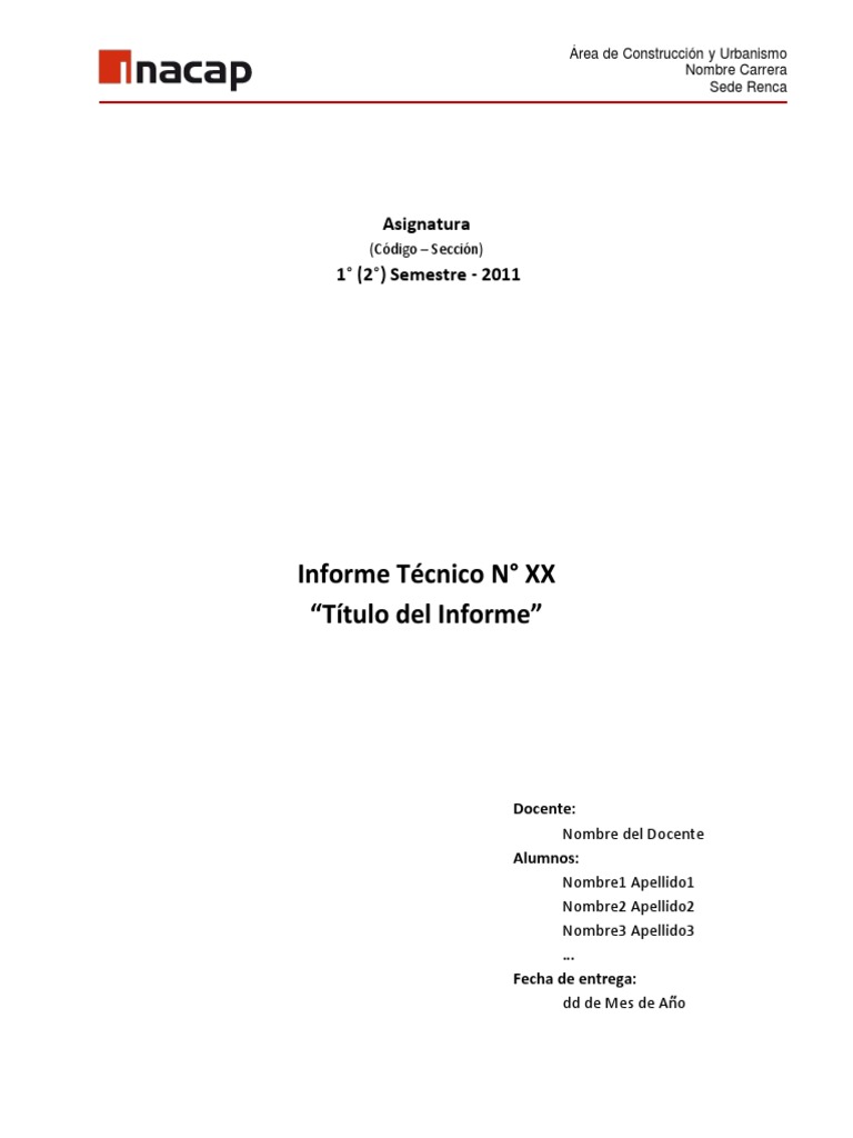 Formato de Informe Inacap | Taxonomía (biología) | Santiago