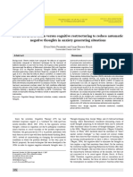 Behavioral Activation Versus Cognitive Restructuring To Reduce Automatic Negative Thoughts in Anxiety Generating Situations