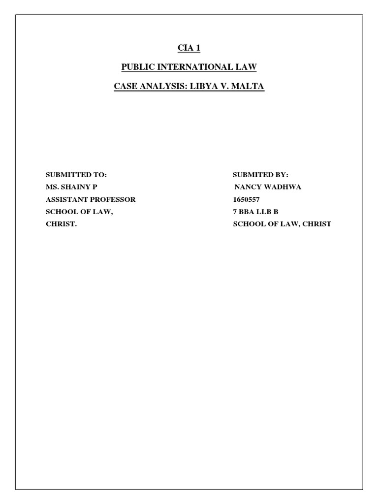 Libya V Malta PDF International Law Territorial Waters