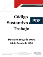 Código Sustantivo Del Trabajo - Decreto 2663 de 1950