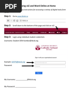 Accessing Vle and Word Online at Home