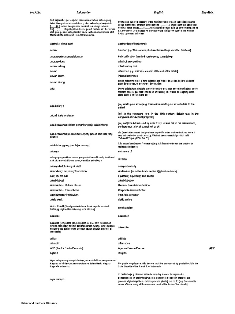 Legal Glossary Dividend Deed