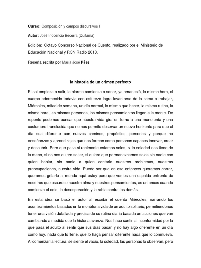 Historia de un crimen perfecto | PDF | Cuentos | Asesinato