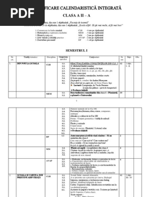 0 Buna Clasa A 2 A Planificare Calendaristica Integrata Bun
