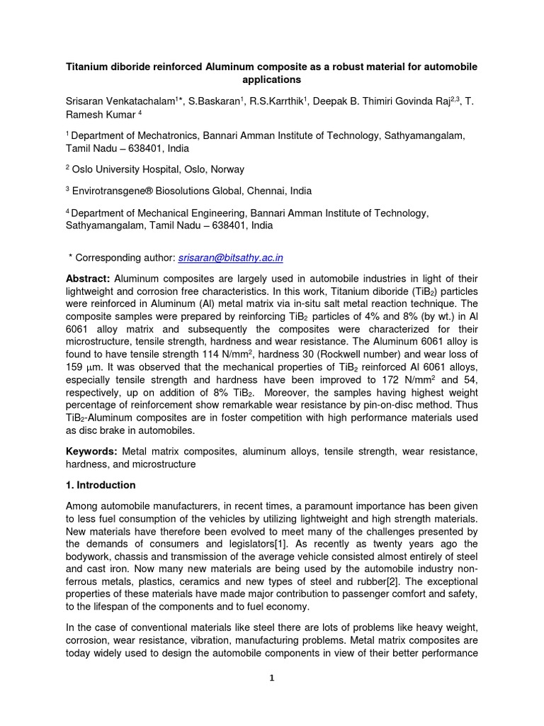 Titanium Diboride AMCs PDF Composite Material Materials Science