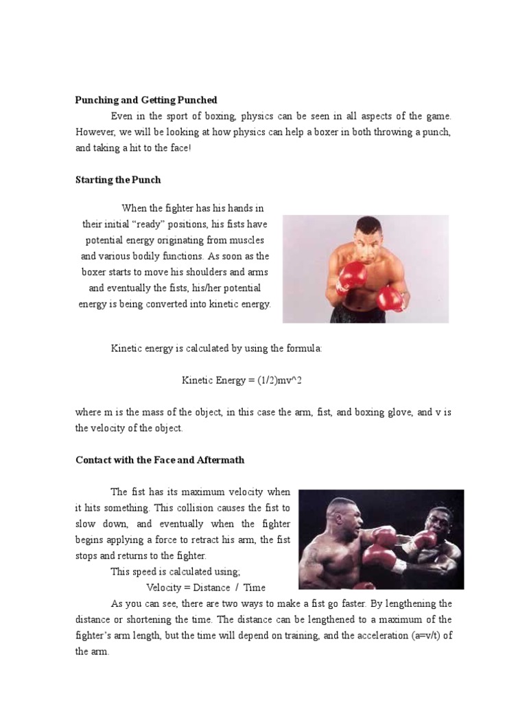 Boxing Physics Explained | PDF | Momentum | Kinetic Energy