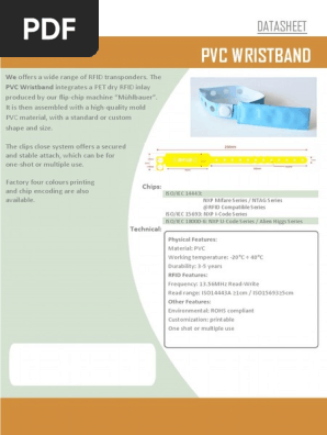 Datasheet PVC Wristband