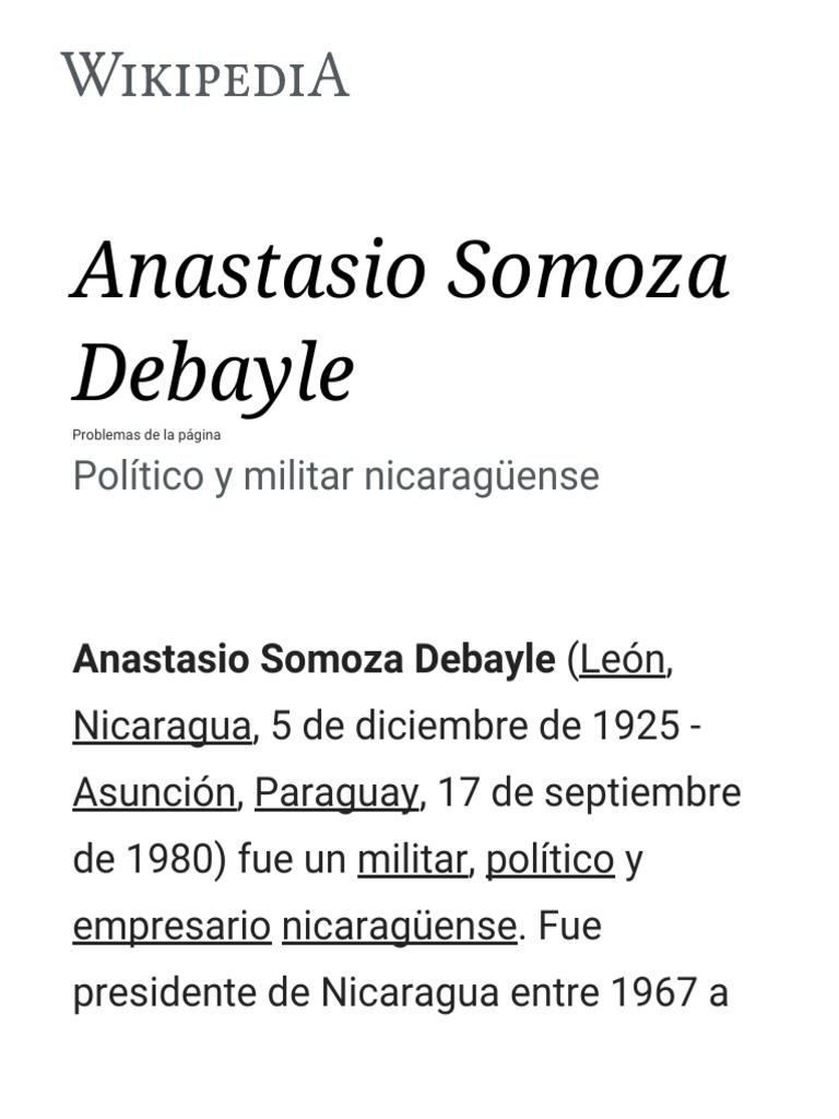 Anastasio Somoza Debayle Wikipedia La Enciclopedia Libre Nicaragua Agitacion