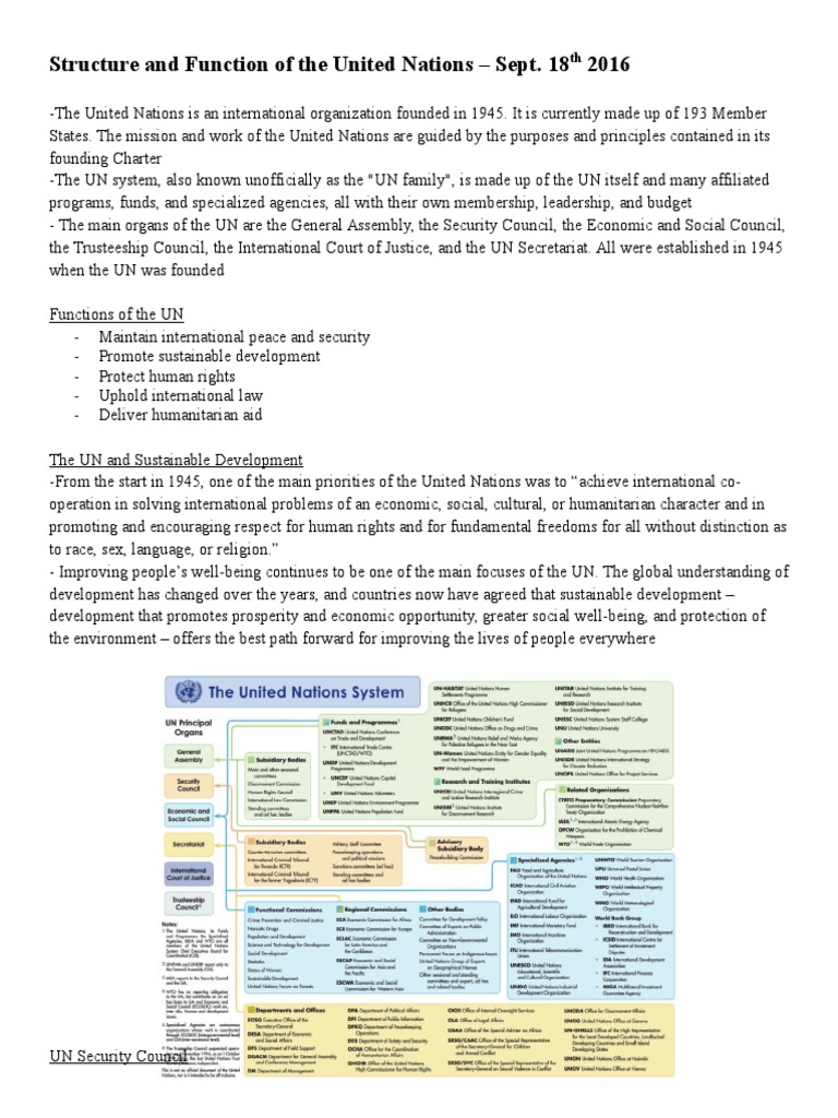 Structure and Function of The United Nations | PDF | Secretary General ...