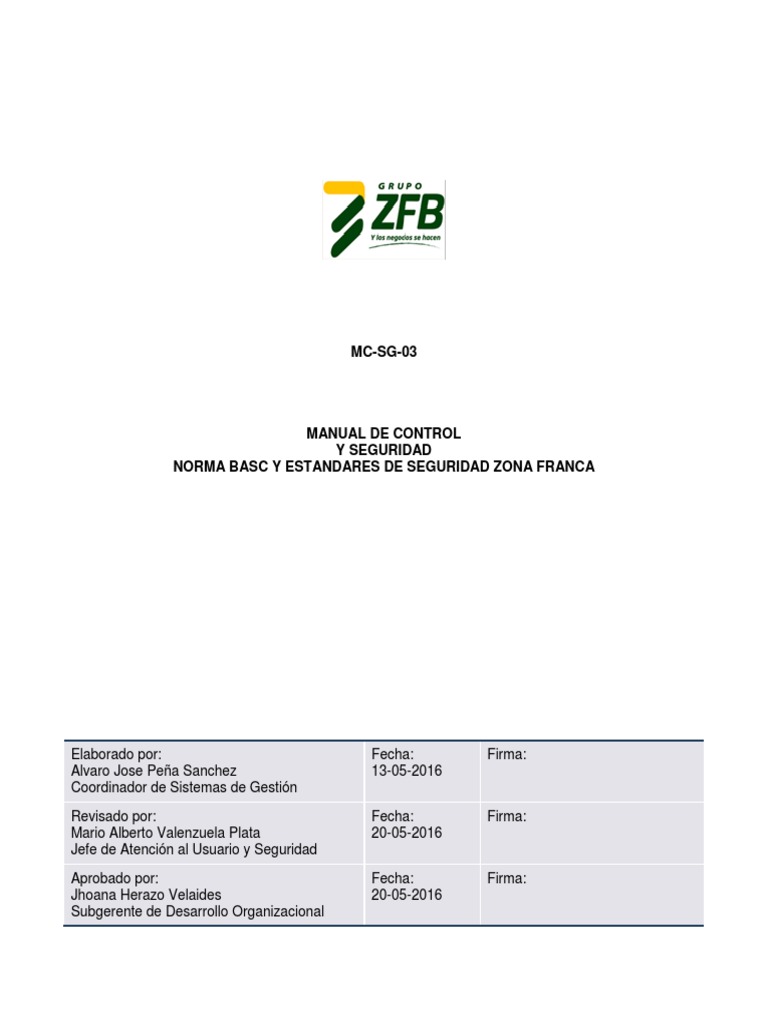 Manual de Seguridad Version 4 Basc 2016 v12 | PDF | La seguridad ...