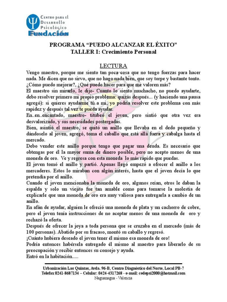 Taller de Crecimiento Personal y Éxito | PDF | Homo Sapiens | Vida