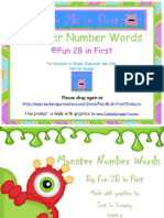 Monster Number Words Matching Activity