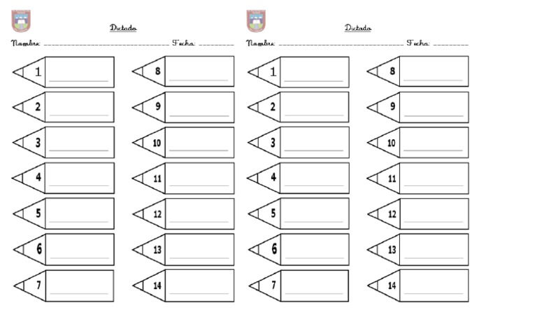 Plantilla Dictado de Palabras | PDF