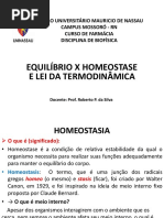 Equilíbrio x Homeostase e Leis Da Termodinâmica