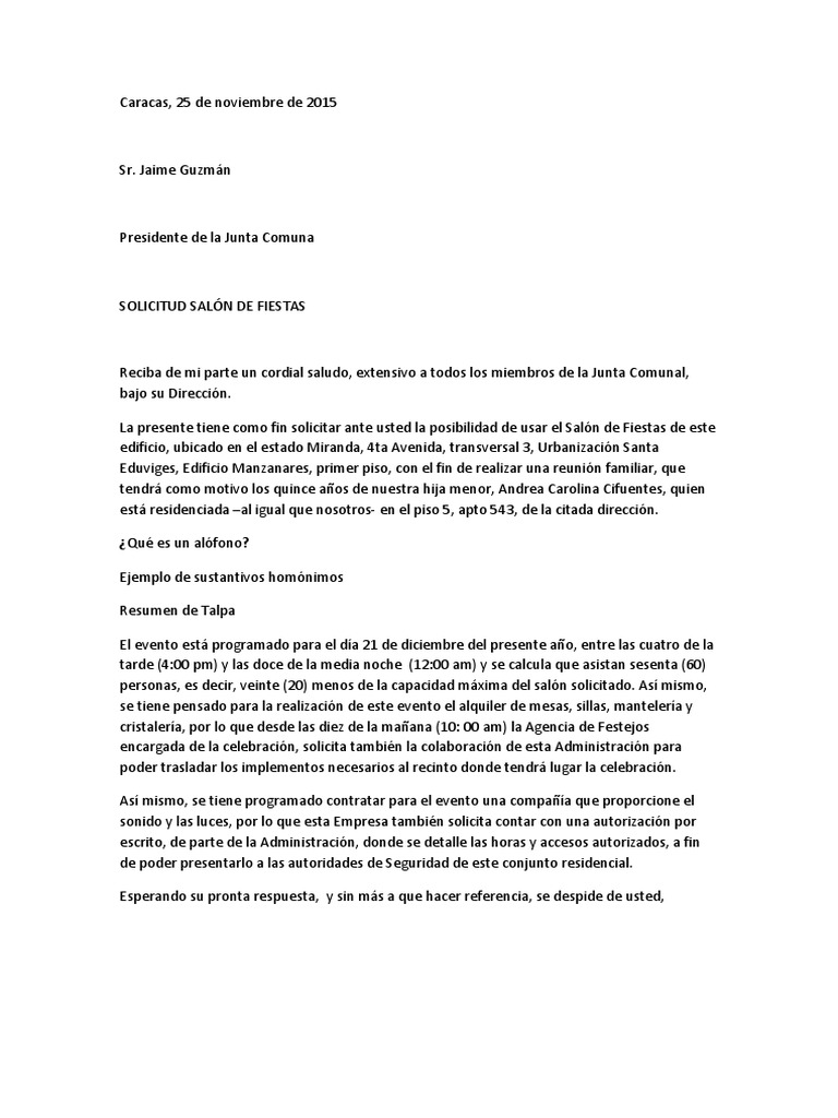 Carta Solicitud De Permiso