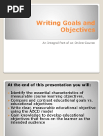 Writing Goals and Objectives: An Integral Part of An Online Course