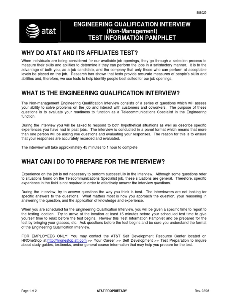 AT&T Engineering Interview Guide | PDF | Interview | Americans With ...