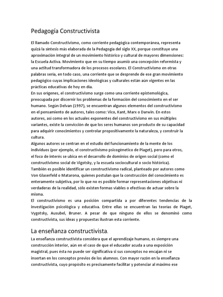 Fundamentos de la Pedagogía Constructivista | PDF | Constructivismo ...