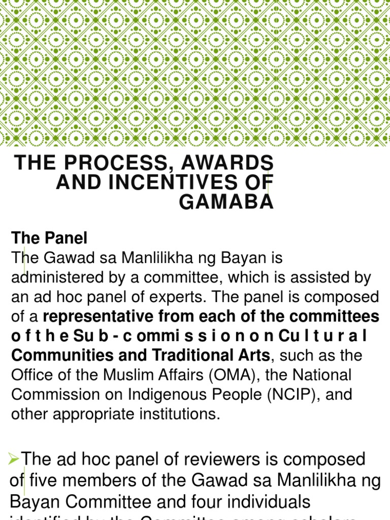The Process, Awards and Incentives of Gamaba [Recovered]